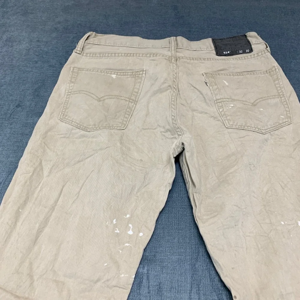 Levi's 514 Jeans Mens 32x30 Beige Denim Cotton Stretch Regular Fit Straight Leg